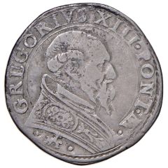 1 Testone - Gregory XIII SIC DECET IMPLERE