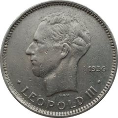 5 Francs - Léopold III French text