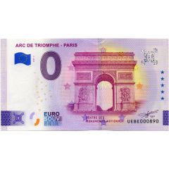0 Euro - Paris - Arc de Triomphe étoiles décalées