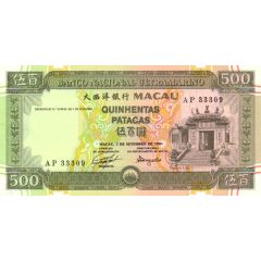 500 Patacas Banco Nacional Ultramarino