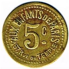 5 centimes - Aux Enfants de Paris - Paris 75