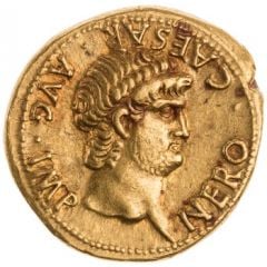 Aureus - Nero PONTIF MAX TR P X COS IIII P P EX S C, Virtus