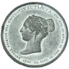 Medal - Victoria Coronation, white metal, 34mm