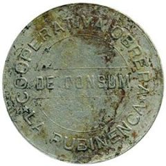 5 Pesetas - Cooperativa Obrera de Consum La Rubinenca