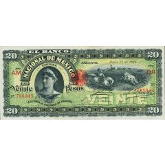 20 Pesos El Banco Nacional de Mexico