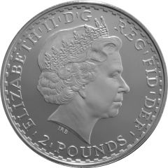 2 Pounds - Elizabeth II 4th portrait, 1 oz Fine Silver