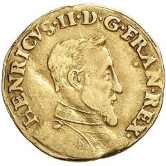 1/2 Gold Henri - Henry II 1st type, 3rd bust