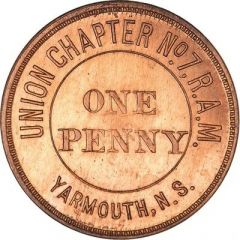 Masonic Penny - Union Chapter No. 7 Yarmouth, Nova Scotia