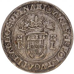 Tostão `R-L under quadrifoil` - João III 2nd type, Lisboa mint