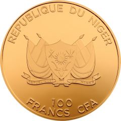100 Francs Qibla compass, gold plated